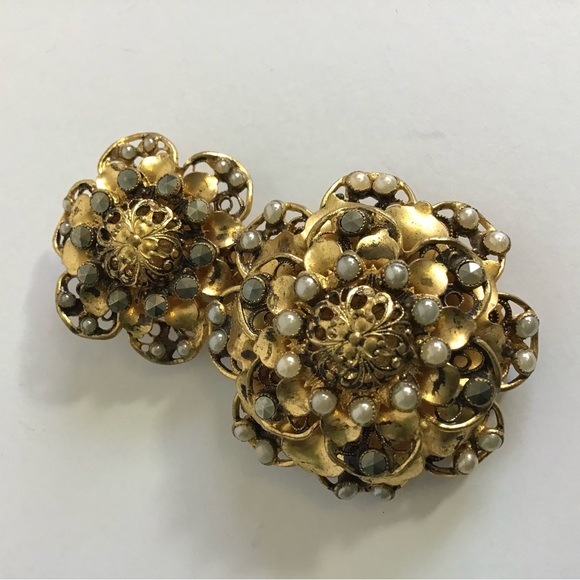 Large Vintage Deco Steel Cut 1940s Dress Clip - Picture 4 of 4